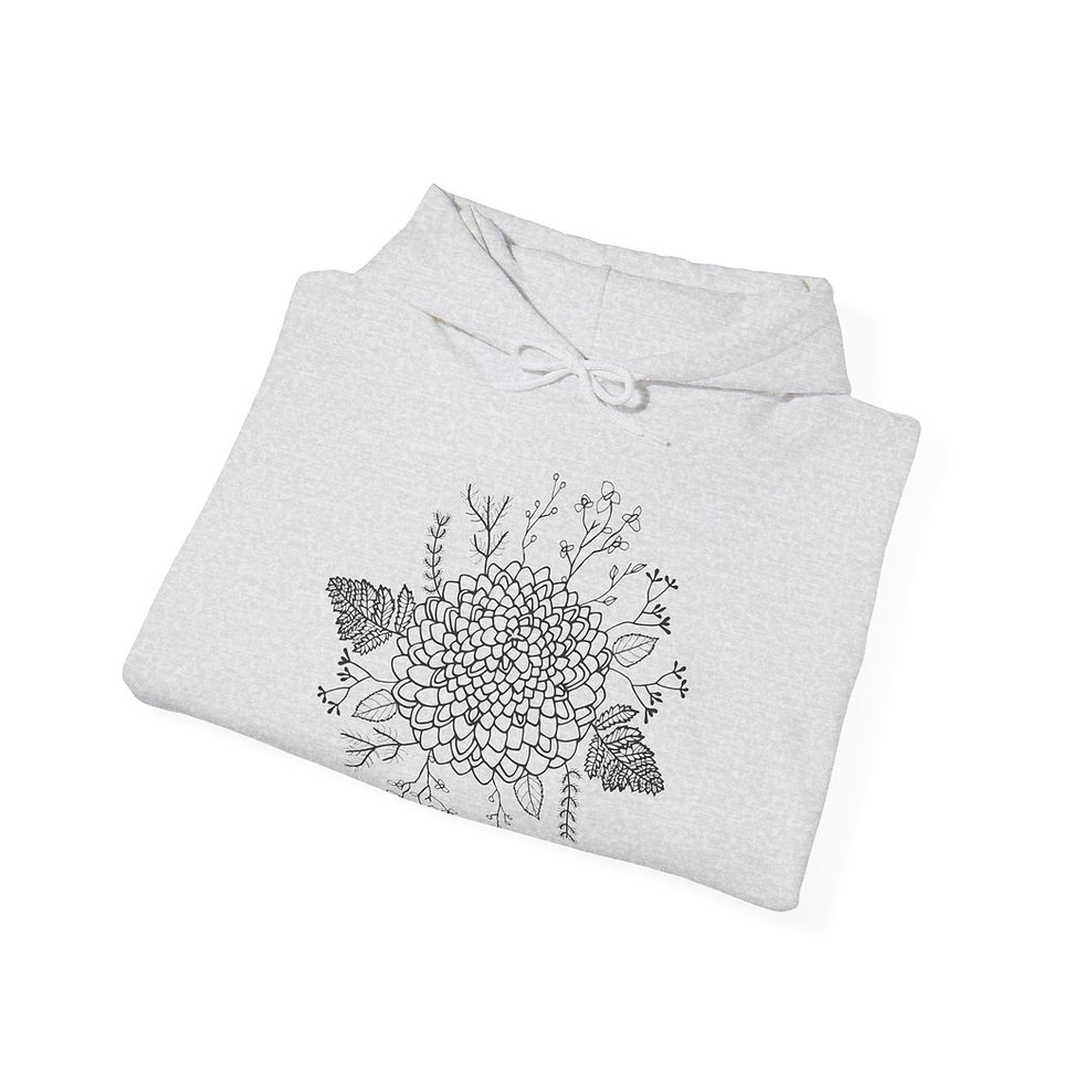 Thumbnail: Unisex Adult Mid/Heavy Weight Hoodie  |  Hand-Drawn Wildflower Arrangement