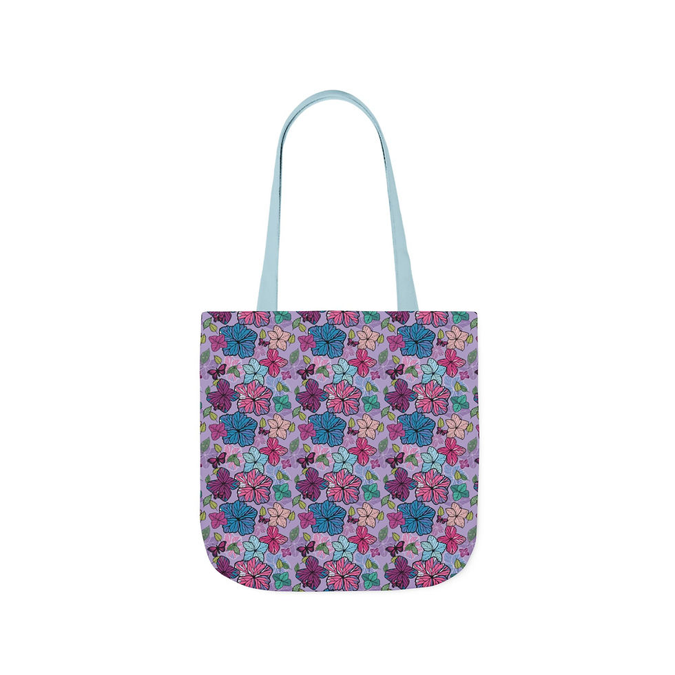 Thumbnail: Colourful Floral Canvas Tote with Flower Butterfly Pattern