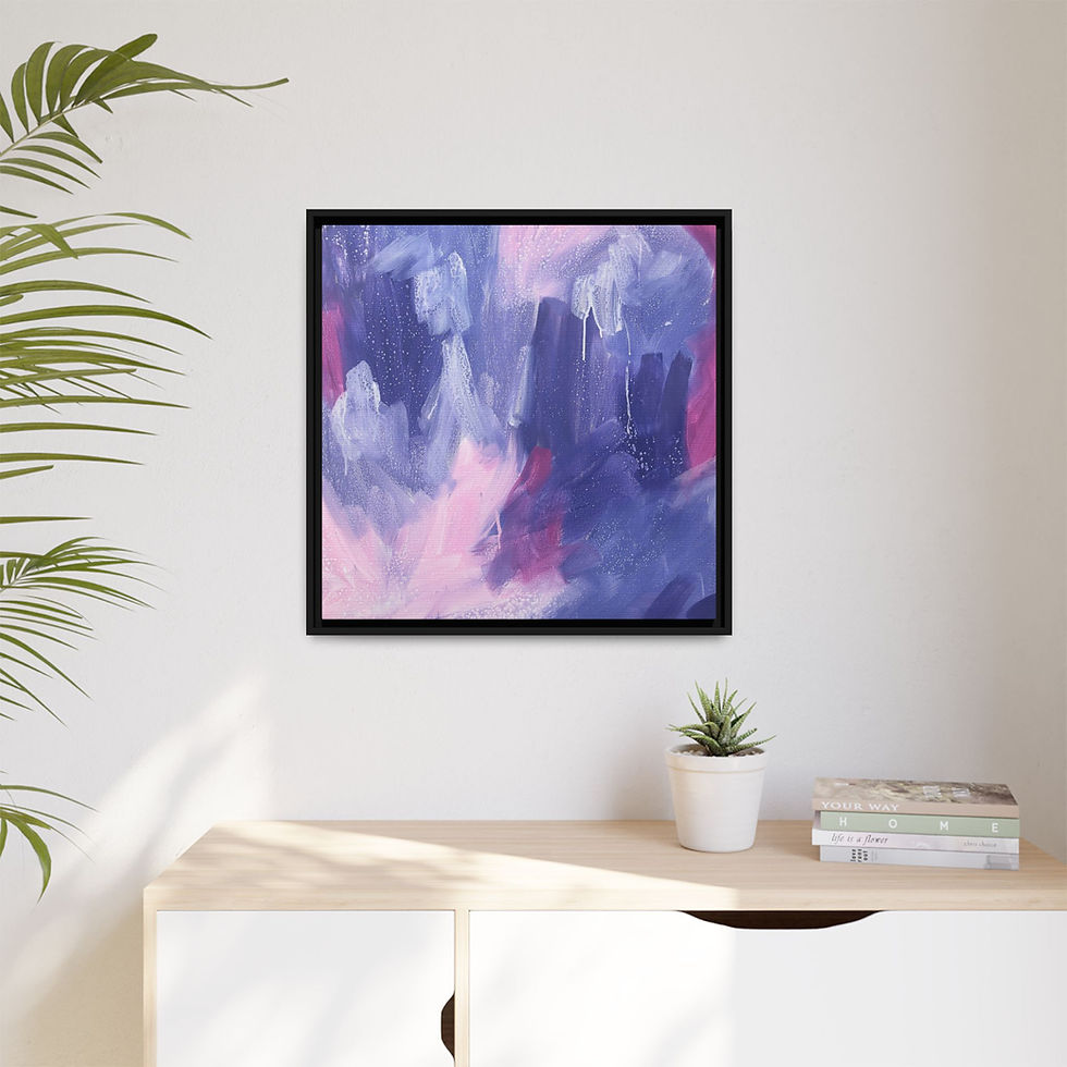 Miniaturbild: Abstract lavender canvas framed art on wall