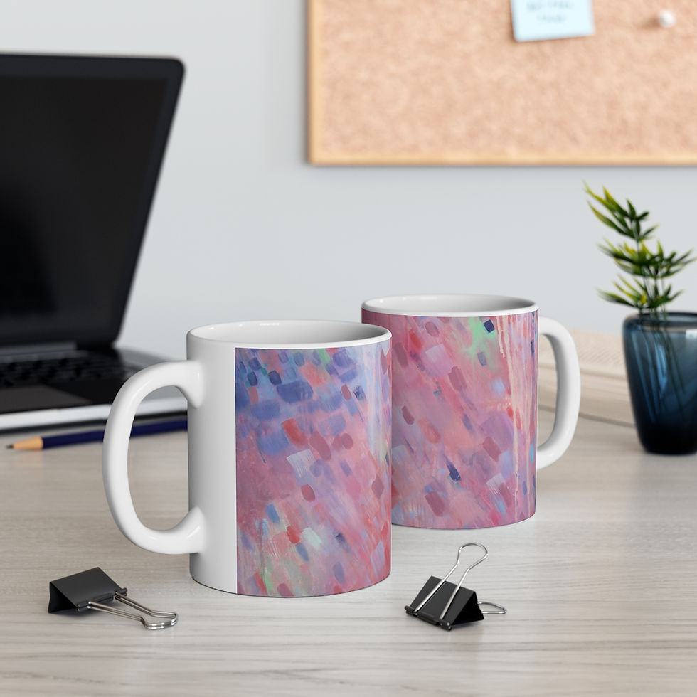 Thumbnail: Abstract Pink Brushstroke Coffee Mug  |  Artistic 11oz & 15oz Ceramic Cup