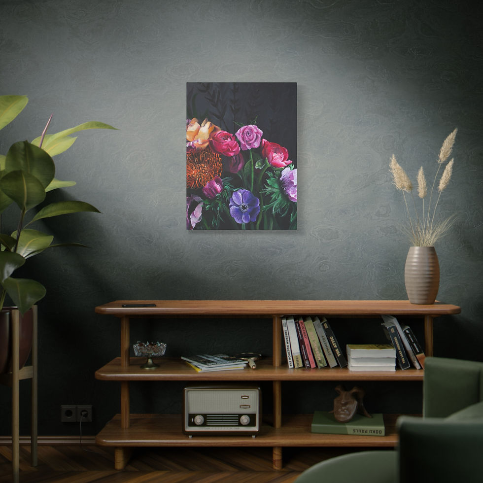 Thumbnail: "Bloom" Floral Bouquet Matte Canvas Print — Stretched 1.25" Wall Art