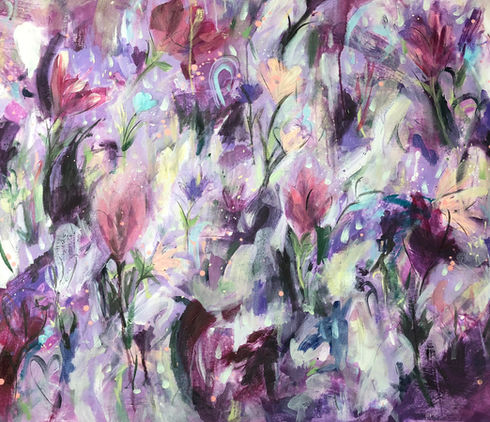 flowers, purple, painting, wildflower