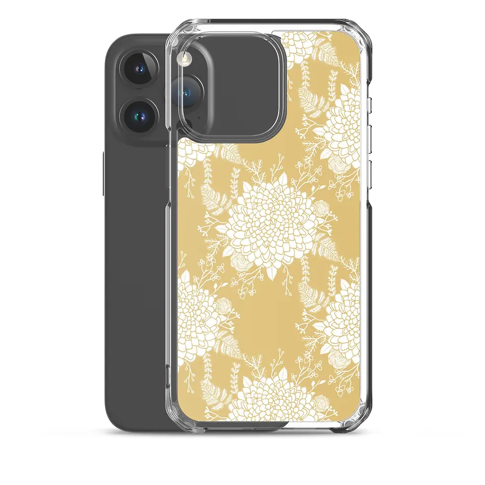Thumbnail: Dark smartphone with clear case and yellow floral pattern