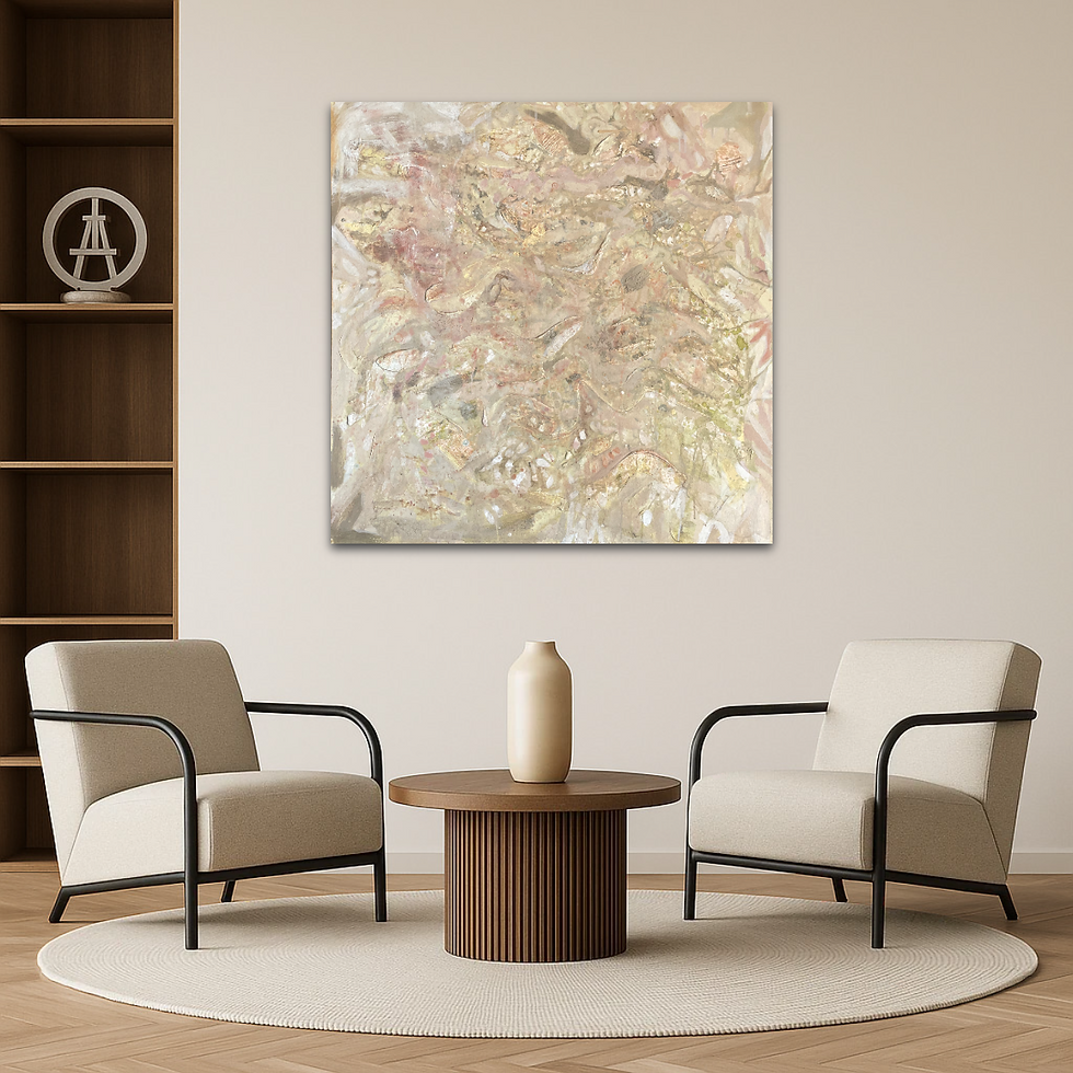 Summer Nights | Large Neutral Abstract Painting Insitu