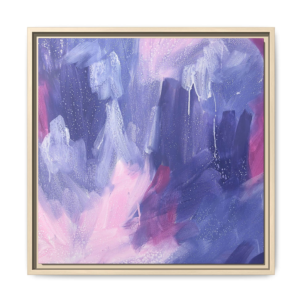 Thumbnail: Abstract Purple & Pink Framed Canvas Wall Art Print — Matte Modern Painting