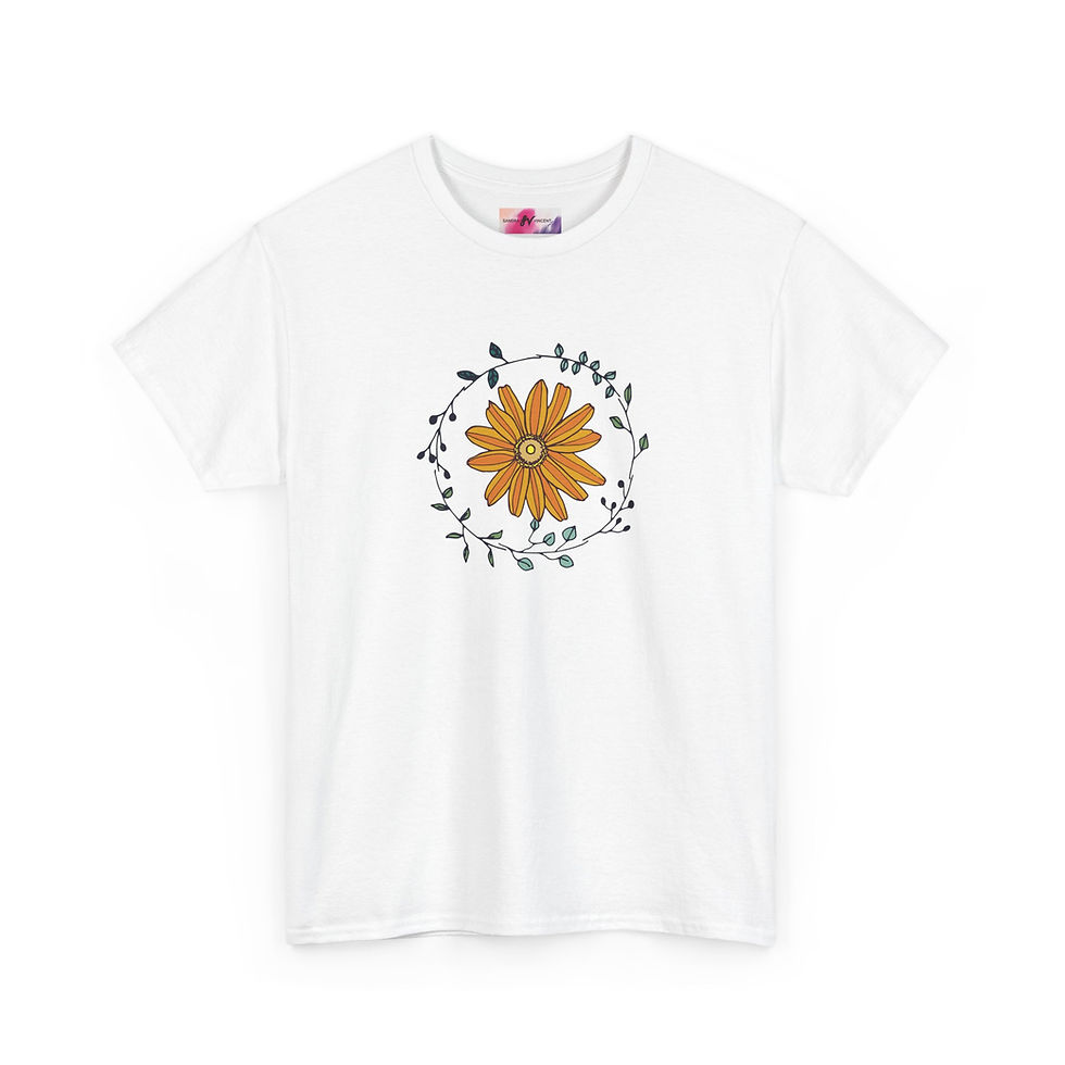 Miniaturbild: Unisex Sunflower Wreath Tee  |  Floral Boho Graphic T‑Shirt