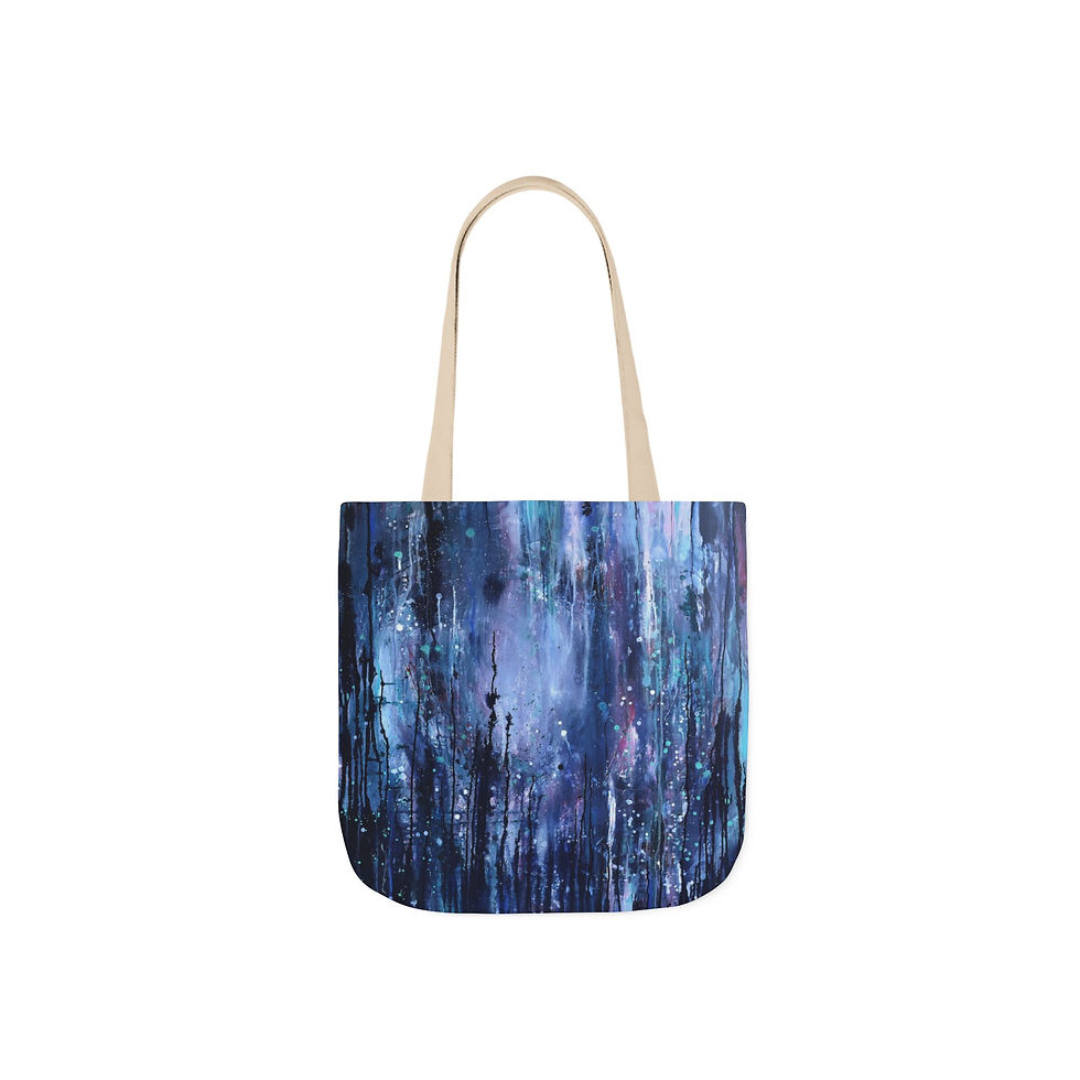 Thumbnail: Abstract Underwater Navy Blue Painting Canvas Tote