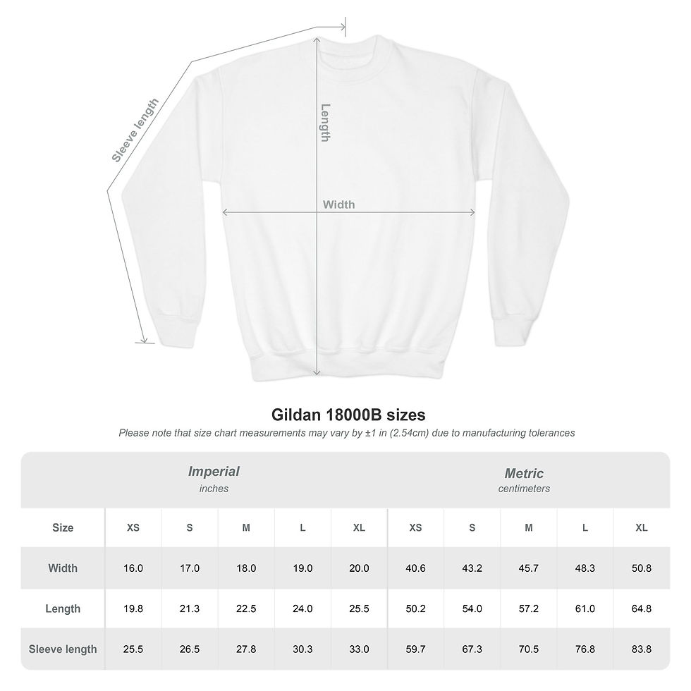 Thumbnail: Sweet Cherry Youth Crewneck Sizing Chart