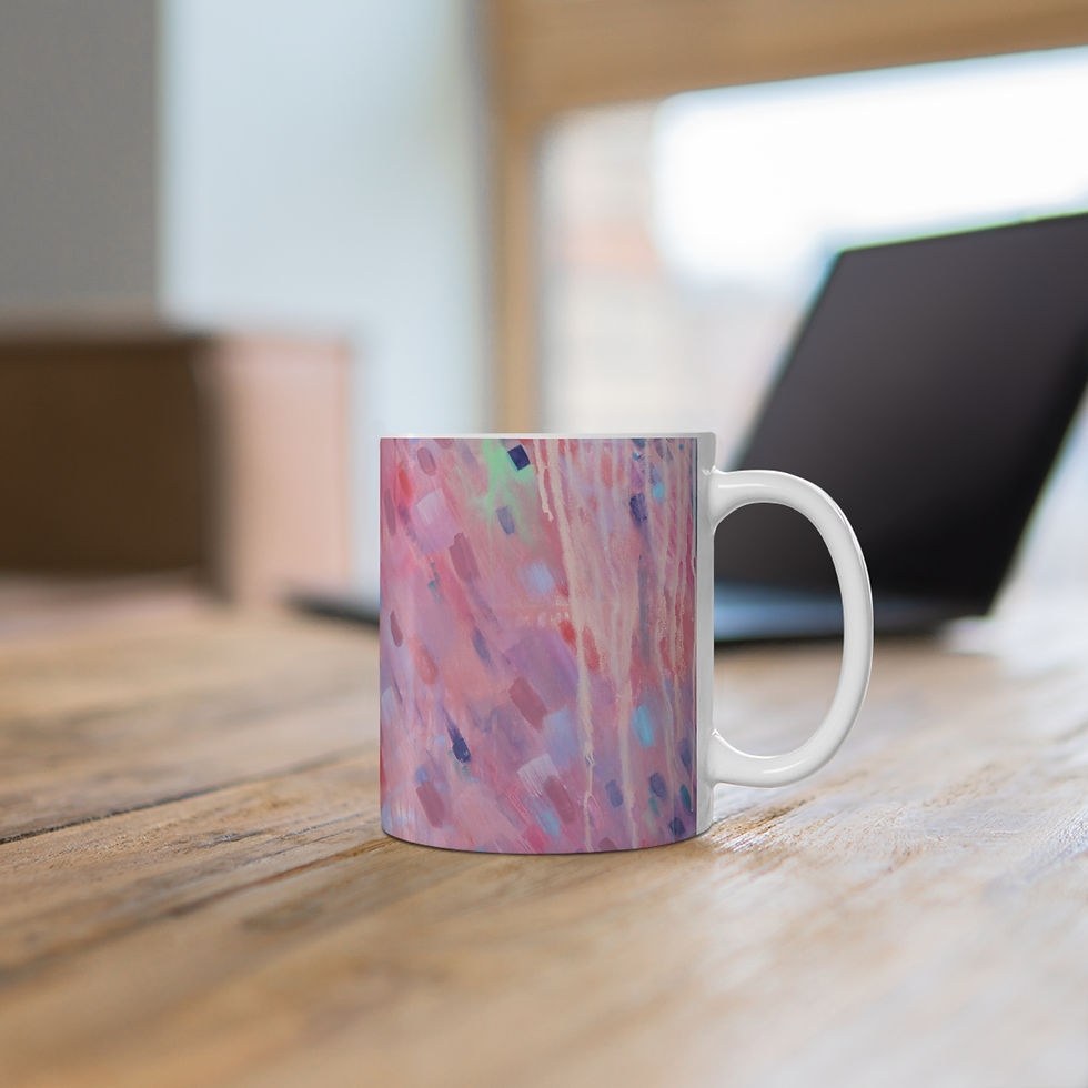 Thumbnail: Abstract Pink Brushstroke Coffee Mug  |  Artistic 11oz & 15oz Ceramic Cup