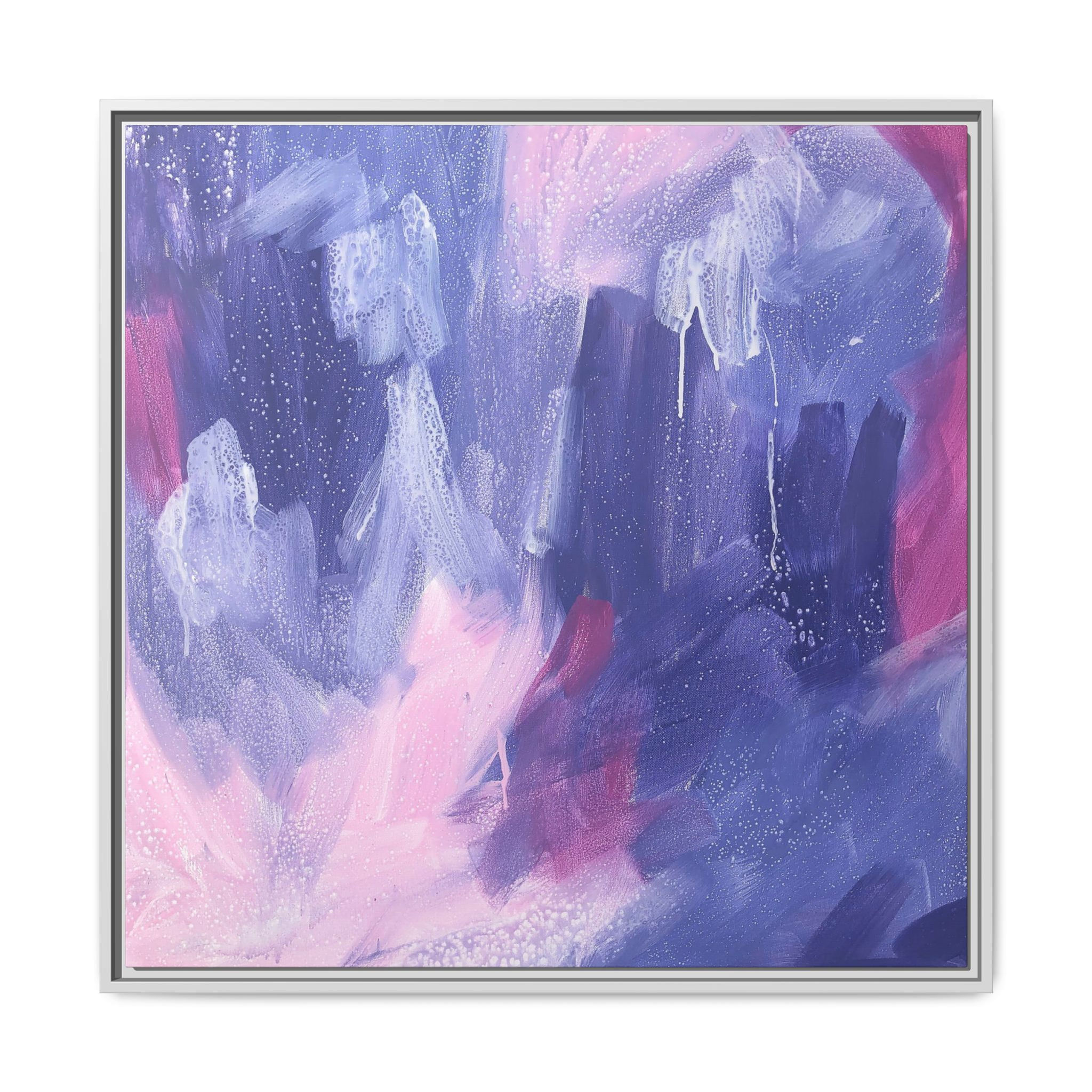 Abstract Purple & Pink Framed Canvas Wall Art Print — Matte Modern Painting