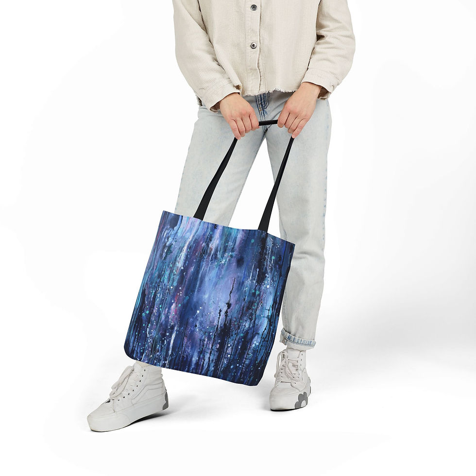 Thumbnail: Abstract Underwater Navy Blue Painting Canvas Tote