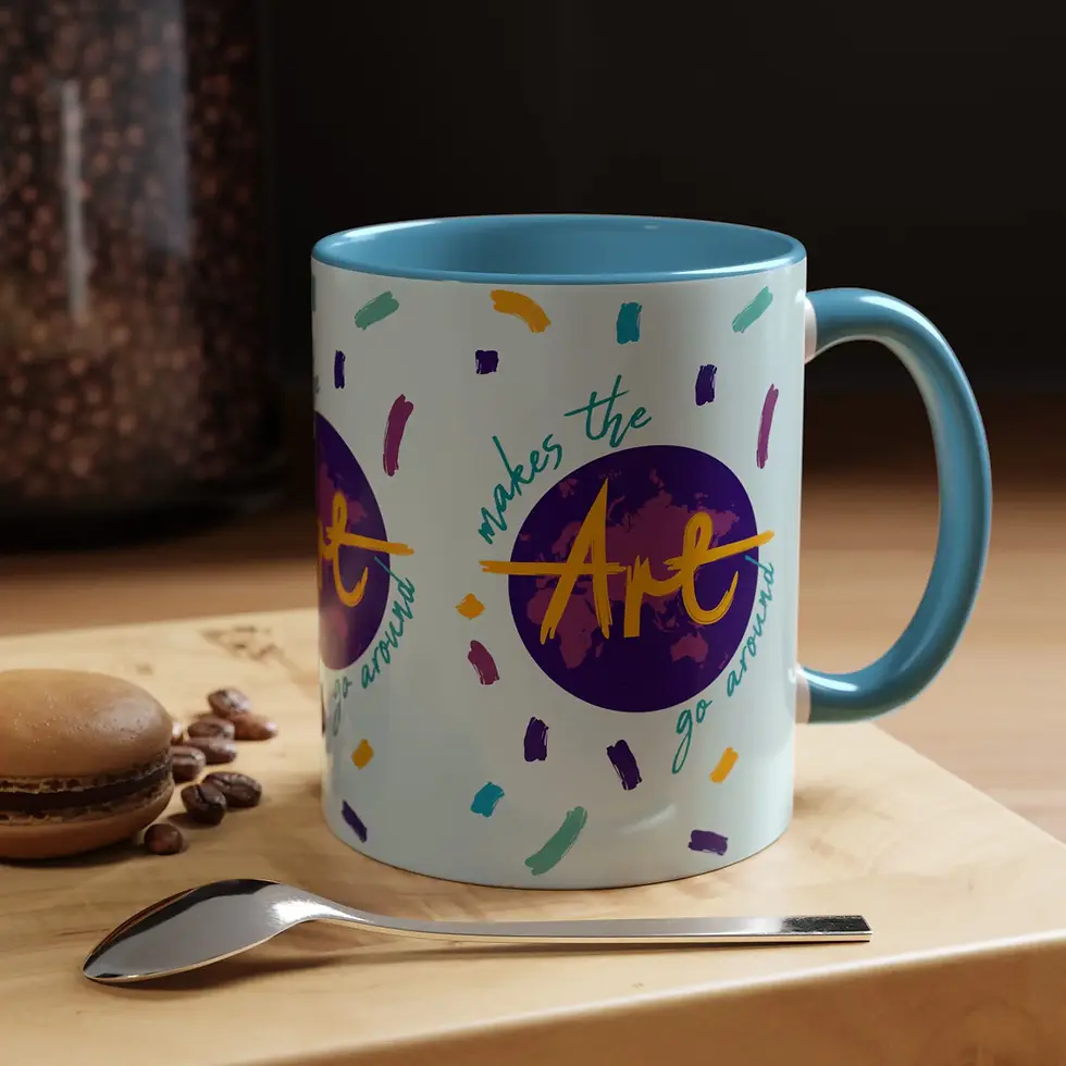 Miniaturbild: Coffee Mug |  'Art Makes the World Go Around' Colourful Ceramic Mug (11/15oz)
