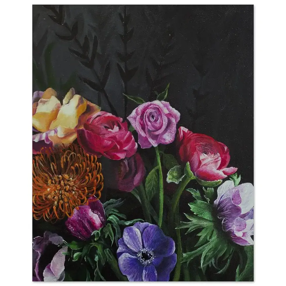 縮圖：Colorful floral bouquet with pink, purple, yellow blooms