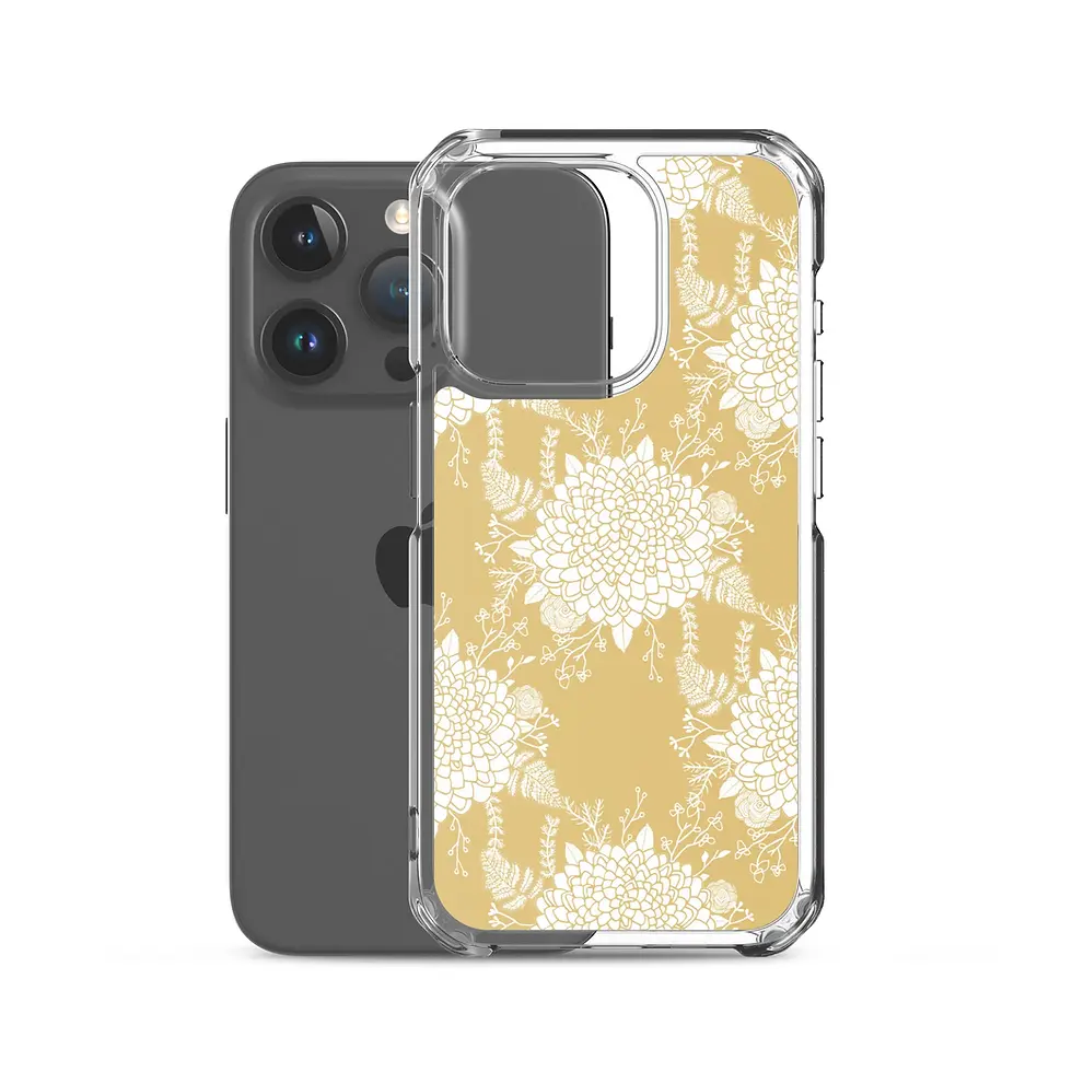 Thumbnail: Smartphone with clear case and yellow abstract design