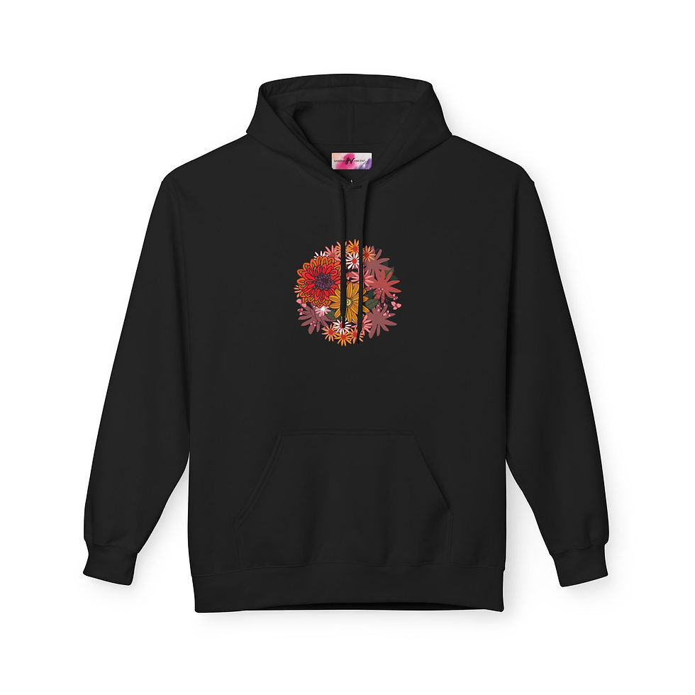 Thumbnail: Unisex Floral Hoodie Black