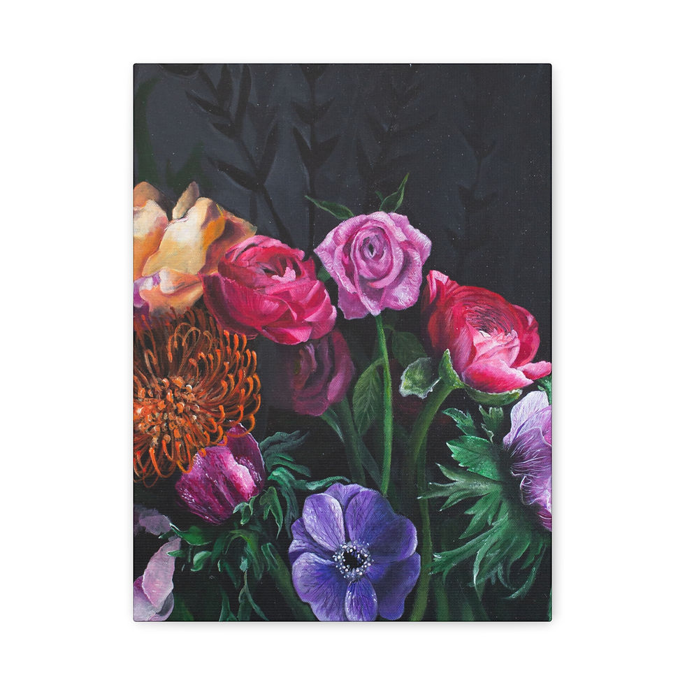 Thumbnail: "Bloom" Floral Bouquet Matte Canvas Print — Stretched 1.25" Wall Art