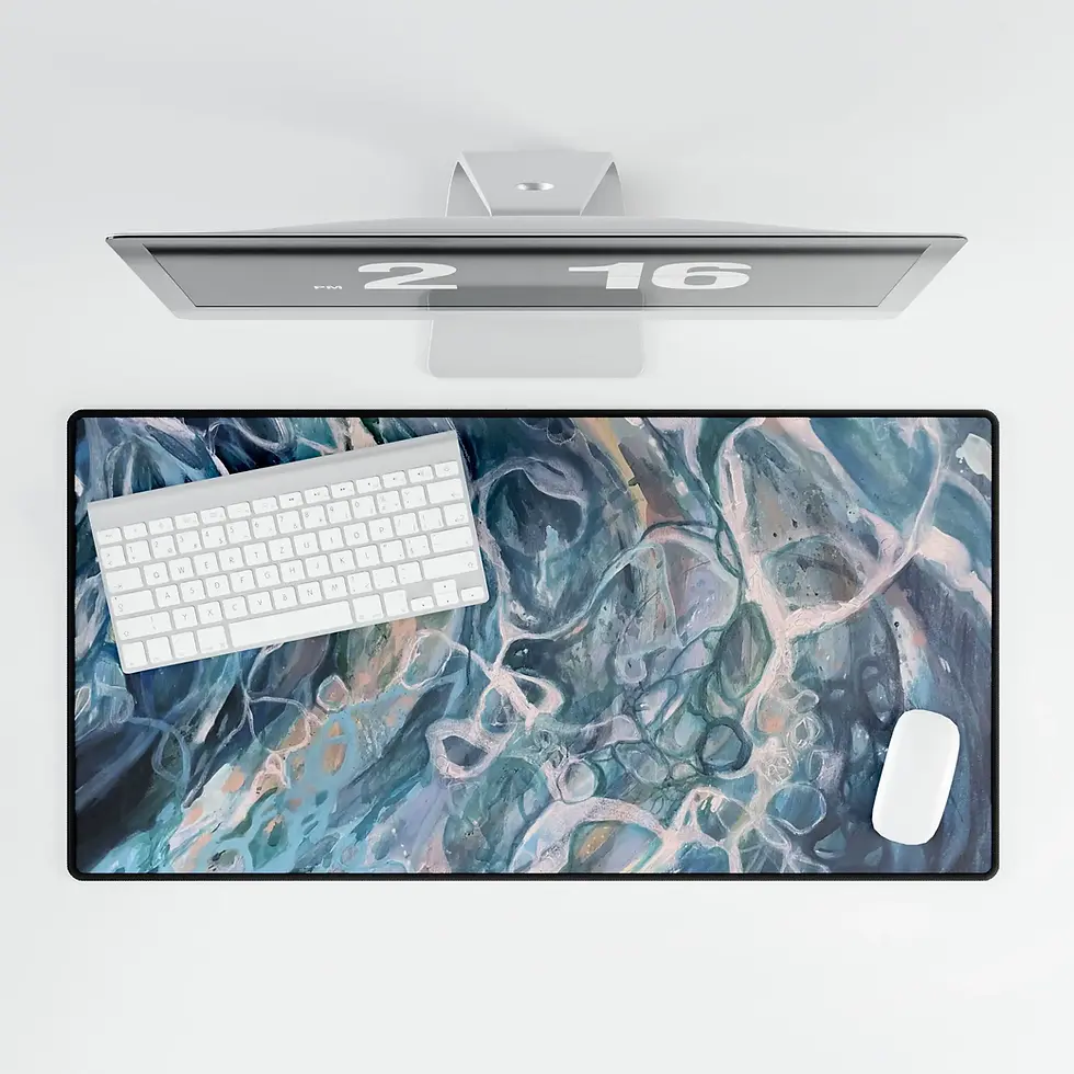 Thumbnail: Overhead desk with keyboard, mouse, and abstract mouse pad