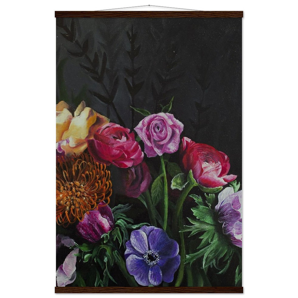 Thumbnail: Floral Art Poster with Magnetic Hanger - Colorful Print