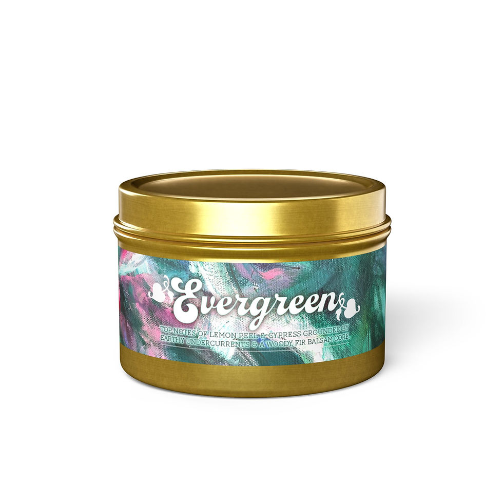 Miniaturbild: Evergreen vegan candle in decorative gold tin