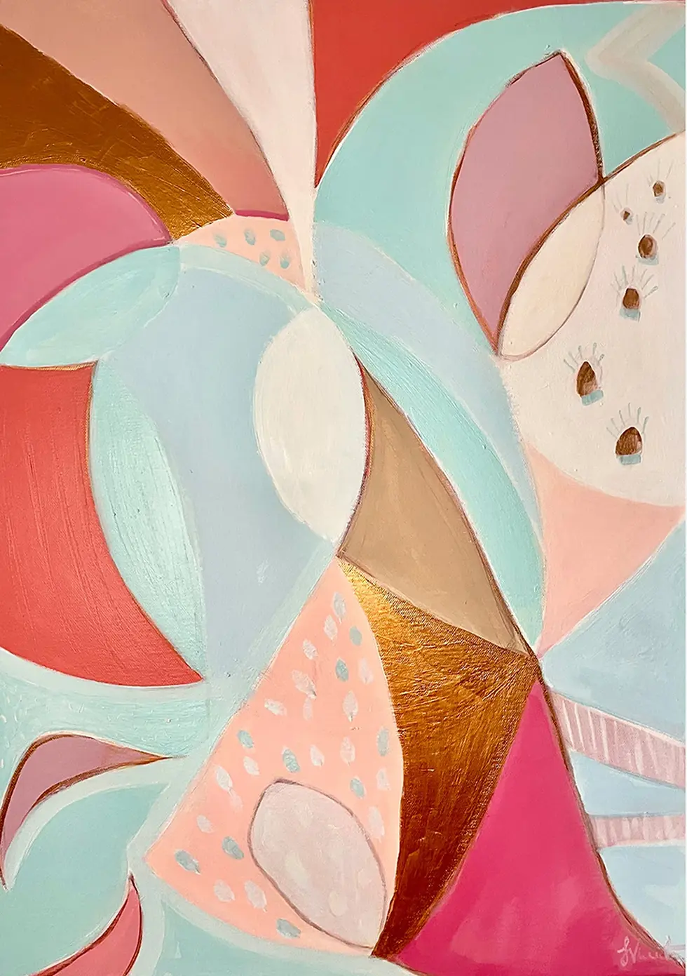 Abstract pink and blue artistic brushstroke design