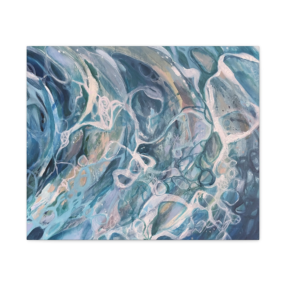 Thumbnail: Ocean Abstract Matte Canvas Wall Art - Blue Fluid Acrylic Painting