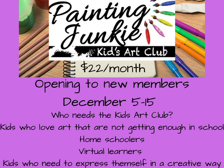 Kids Art Club OPEN NOW!
