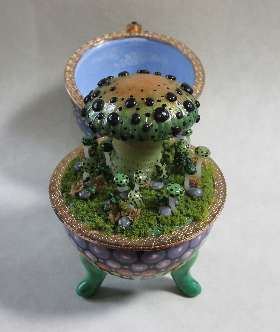 Thumbnail: Porcelain Egg With Tiny Mushroom Display Inside #1 of 6