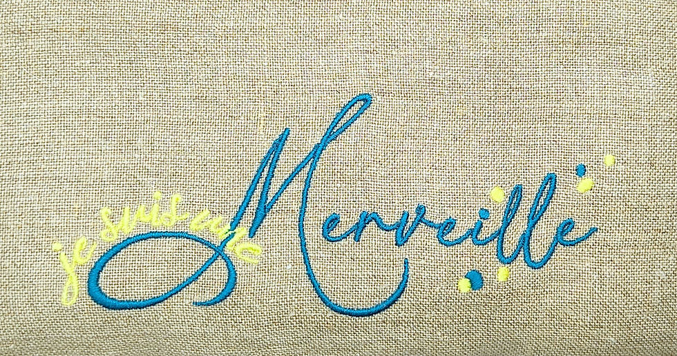 Miniature : Je suis une Merveille bleu - Bouillotte sèche brodée en lin - petite