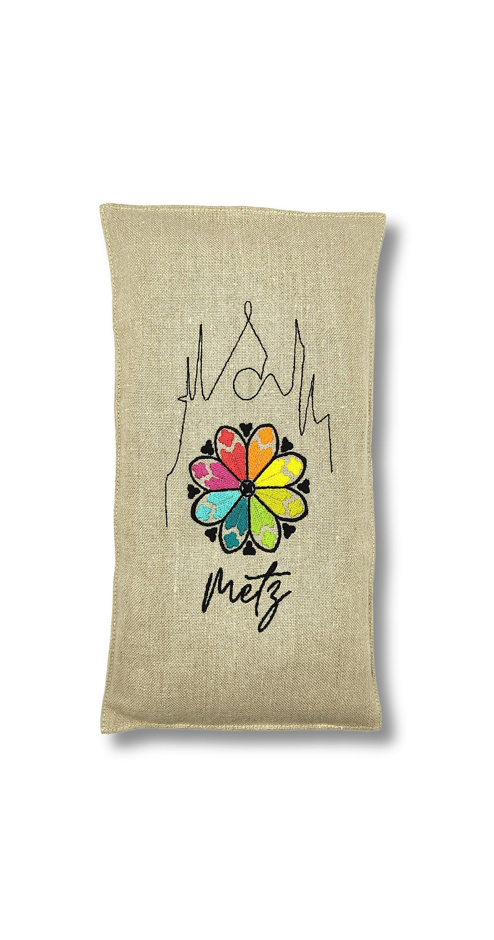 idée de adeau souvenir de Metz bouillotte sèche brodée