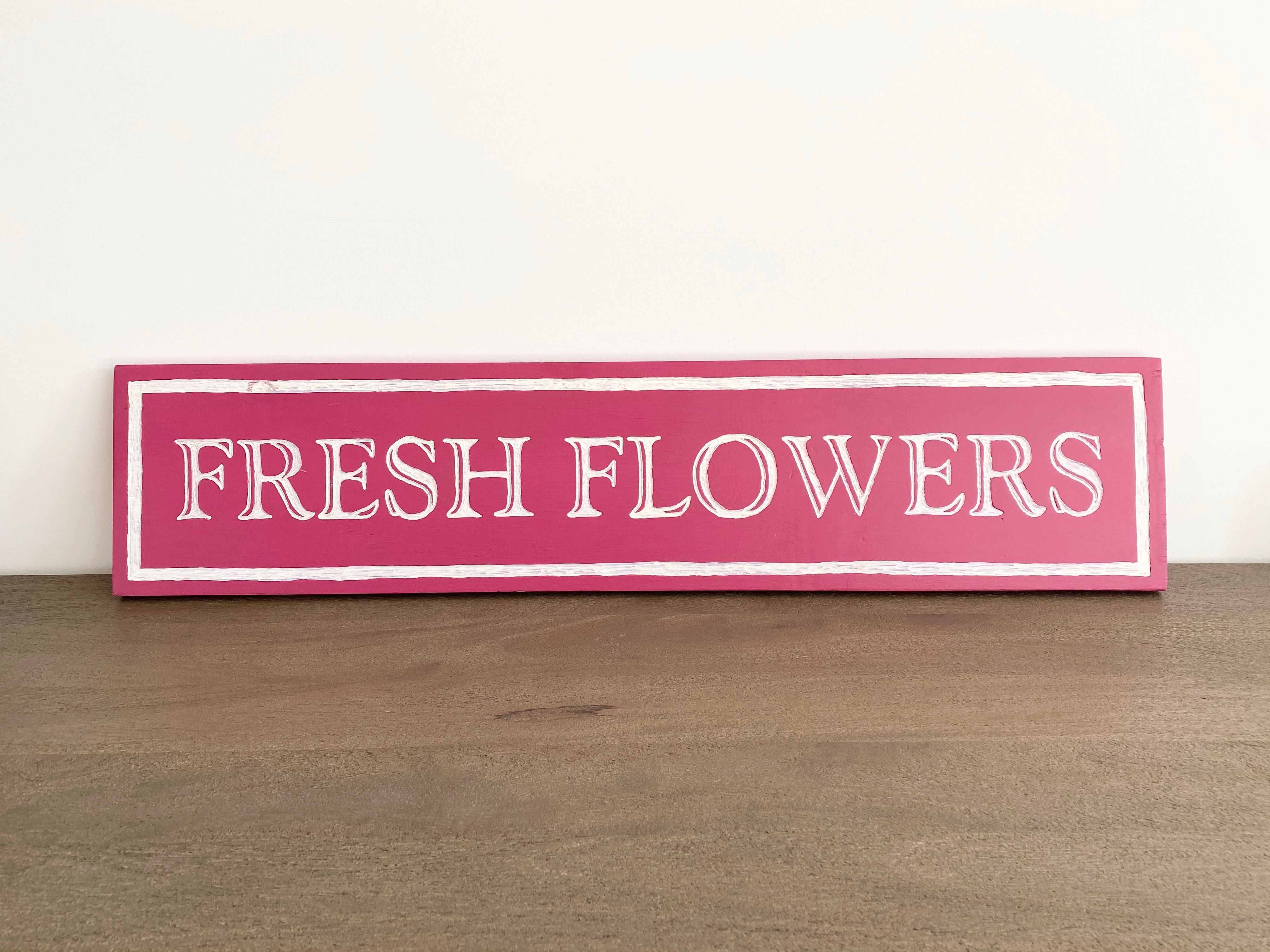 Fresh Flowers Carved Sign
