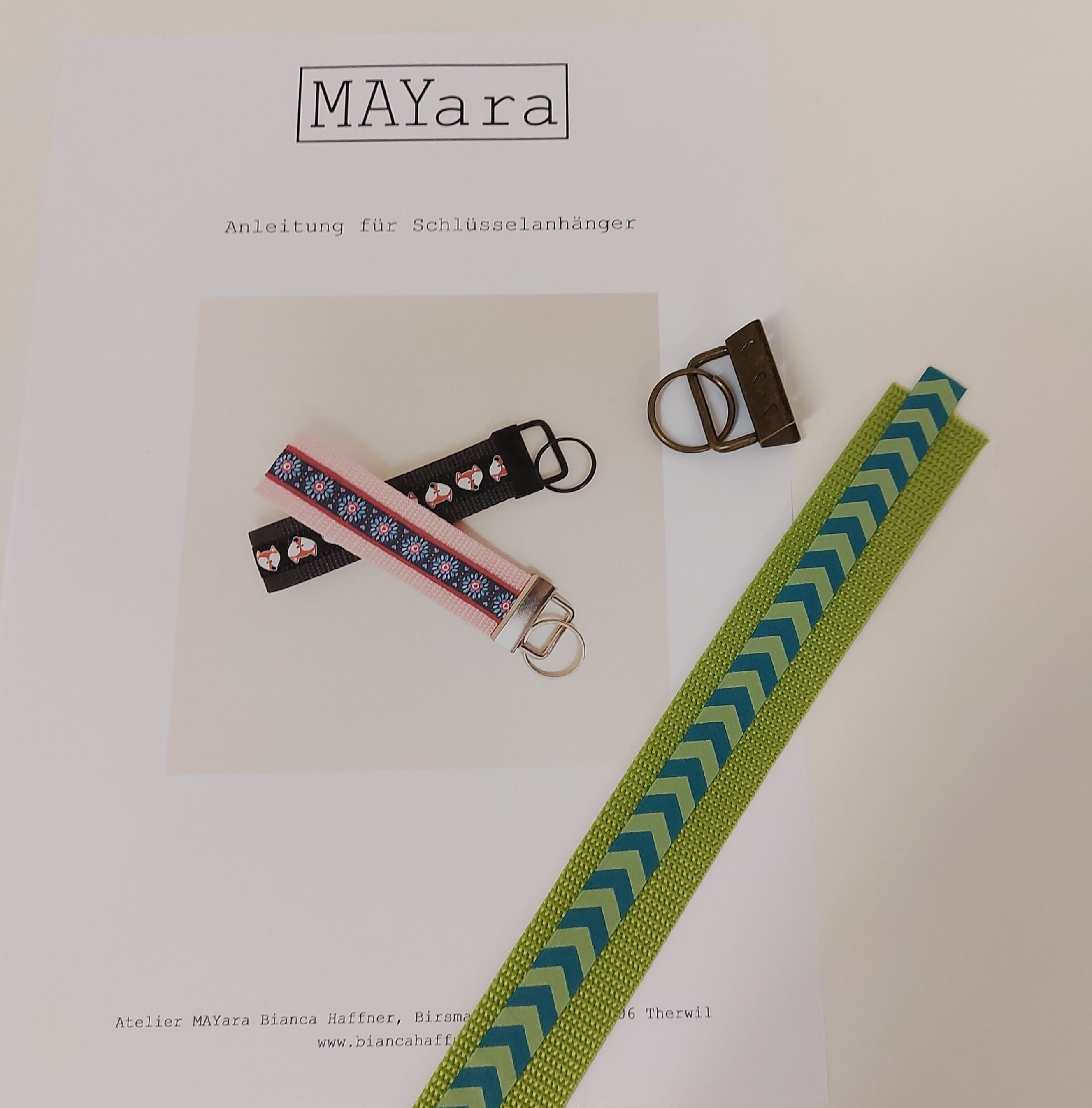 Näh-Kit Schlüsselanhänger ecken grün/petrol