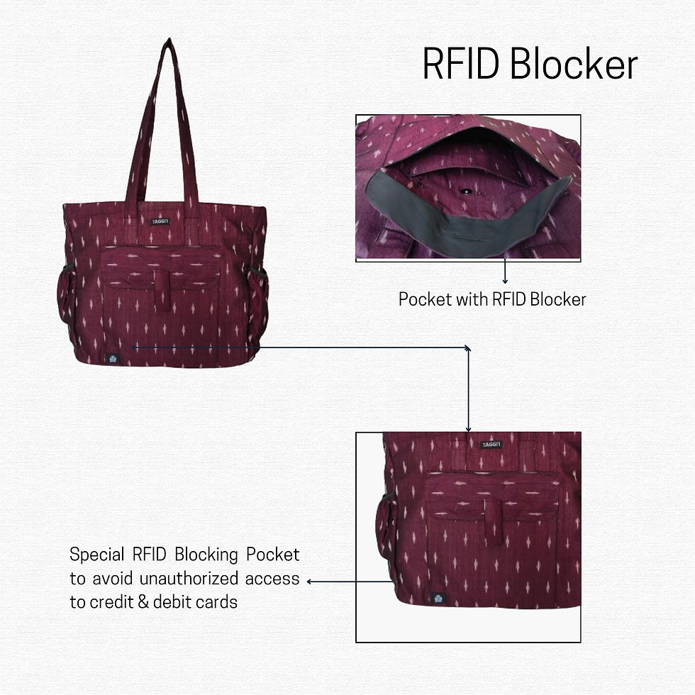 Thumbnail: Laptop Tote Bag with RFID Blocker ( Maroon) for Women