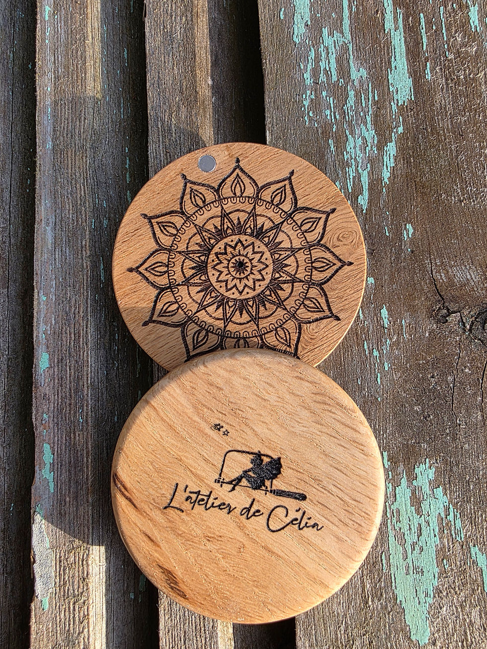 Miniature : Miroir de poche en bois de chêne & turquoise – Sérénité et élégance