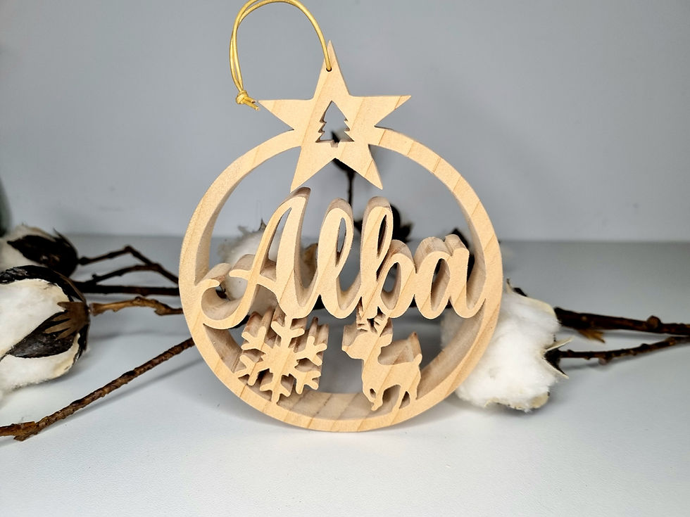 Miniature : Boule de Noël en Bois de Cèdre – Modèle Étoile