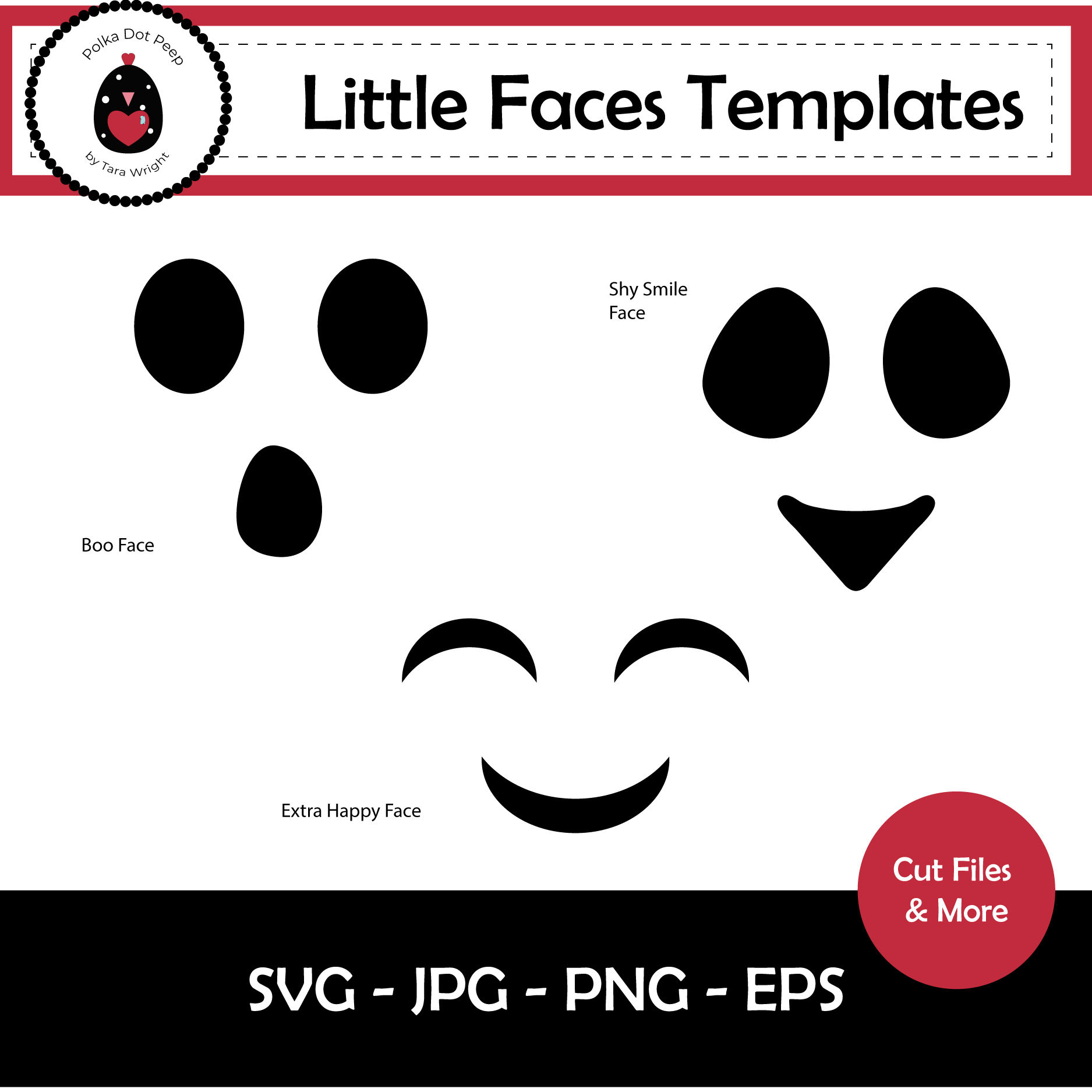 Little Faces Template Set - 3 Digital Templates - Applique