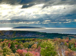 view of Margaree island (a wildlife reserve) in front of the cottage