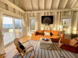 view of the bright living room, with fantastic view of the ocean