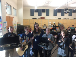 Students with instruments from Future Arts Foundation