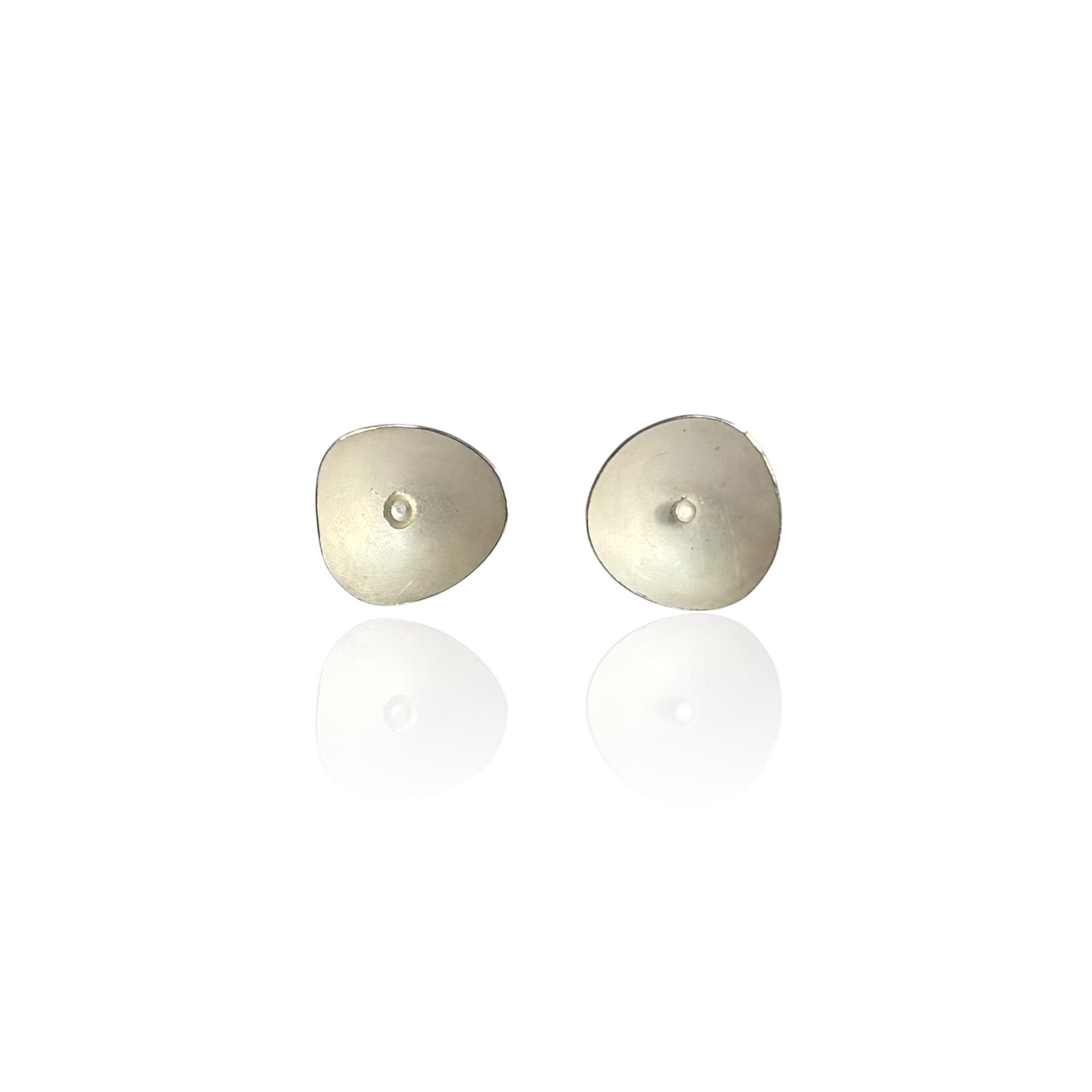 Curved studs, sterling silver, front view