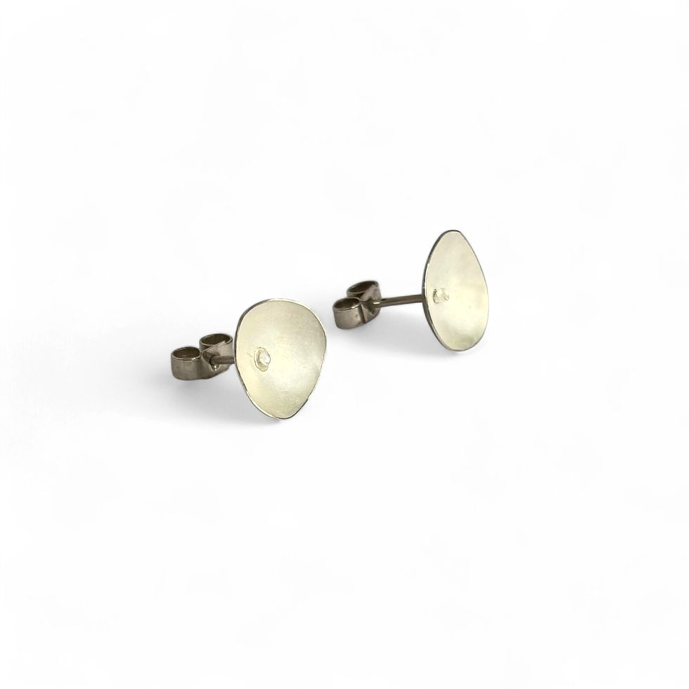 Thumbnail: Curved studs, sterling silver, side view
