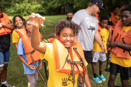 Campers participating in different outdoor activities