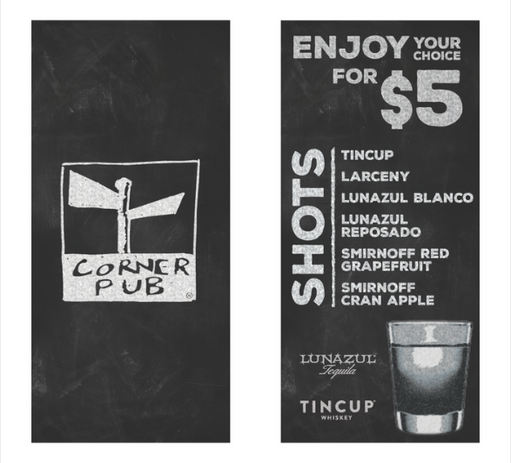 Corner Pub Liquor Menu