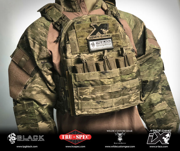 NEW TPG Black Rapid Deployment Plate Carrier in A-TACS iX Camo