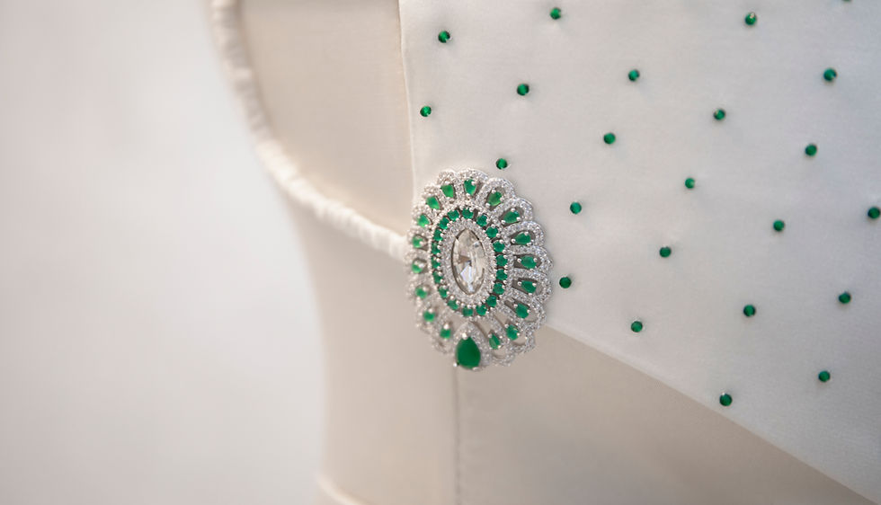 Thumbnail: SEA GREEN EMERALD GEMSTONE FACE COVERING / COUTURE MASK