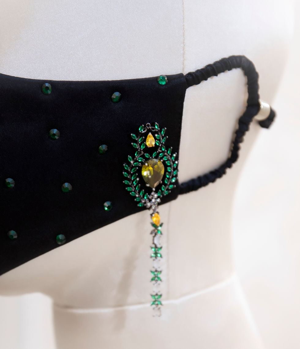Thumbnail: BLACK DOUBLE SILK SATIN FACE COVERING / COUTURE MASK
