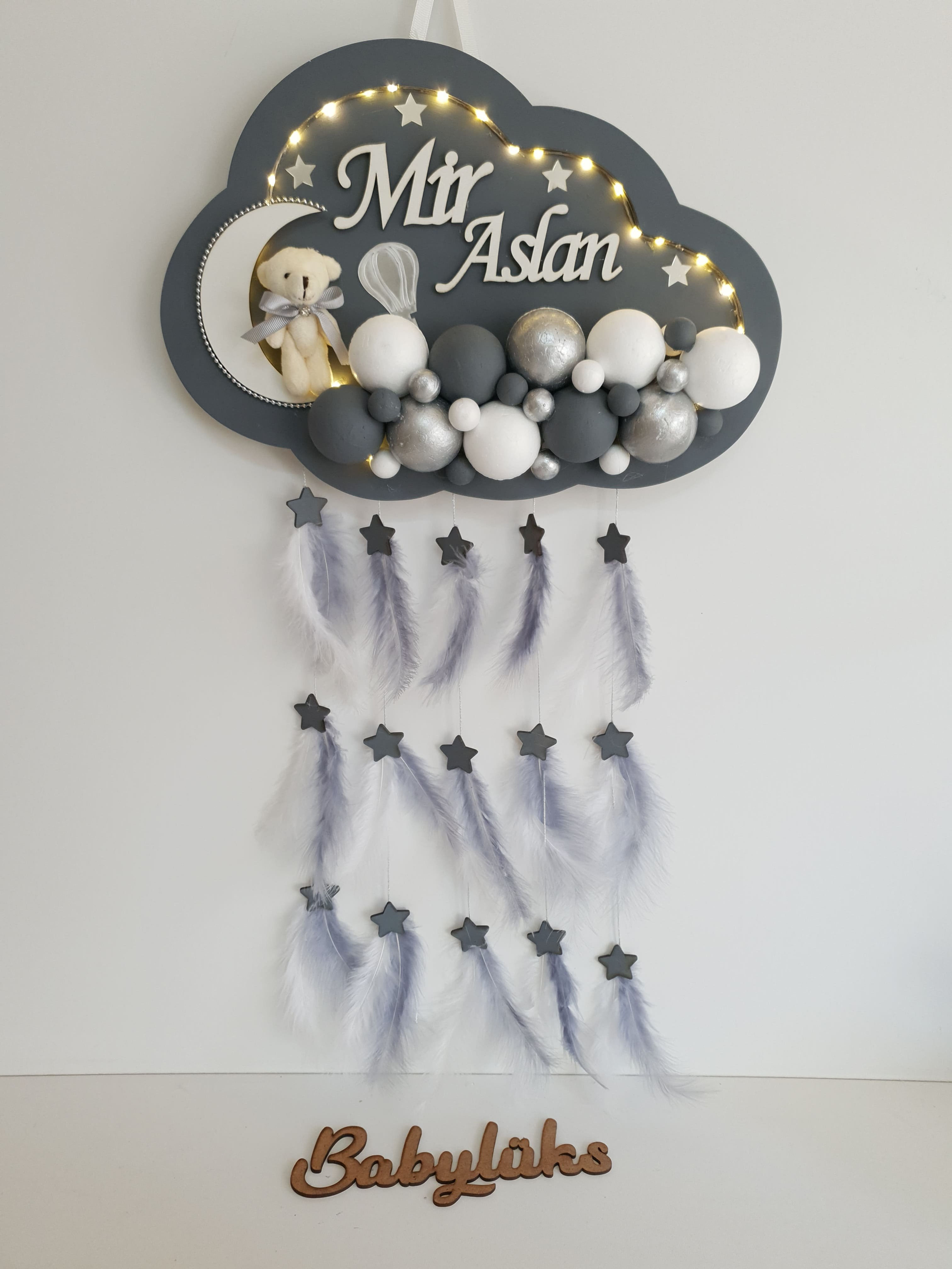 Bubble LEDLİ bulut kapı süsü gri beyaz