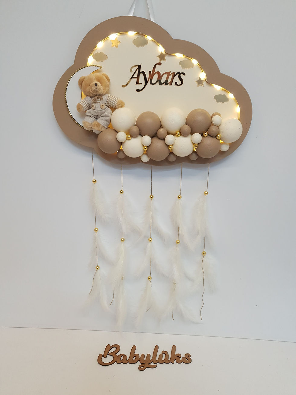 Bubble LEDLİ bulut kapı süsü kapiçino krem