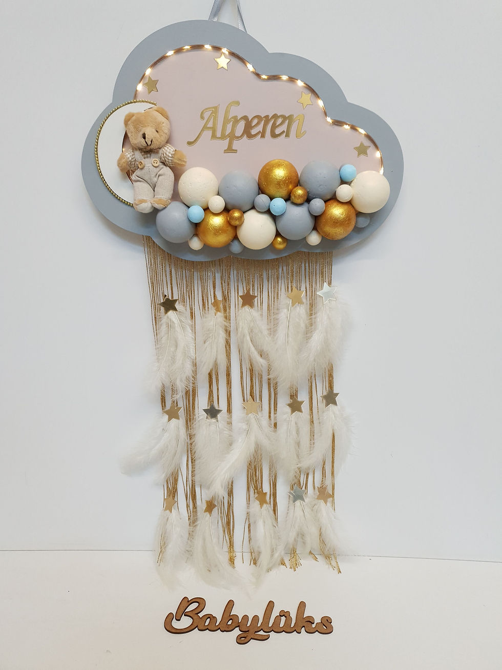 Bubble LEDLİ bulut kapı süsü gri sahra beji