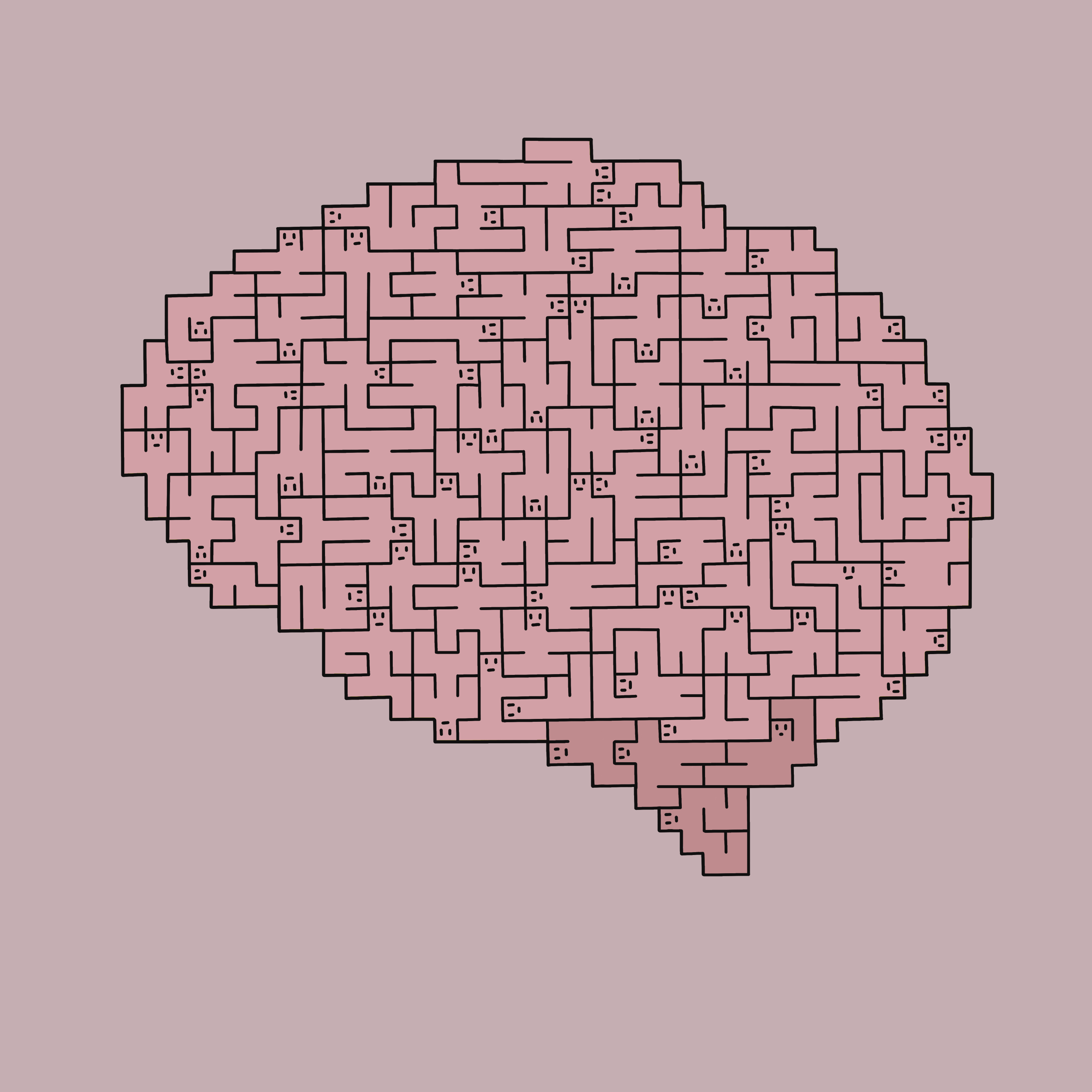 Motion Illustration of a brain full of ideas that fight for their space