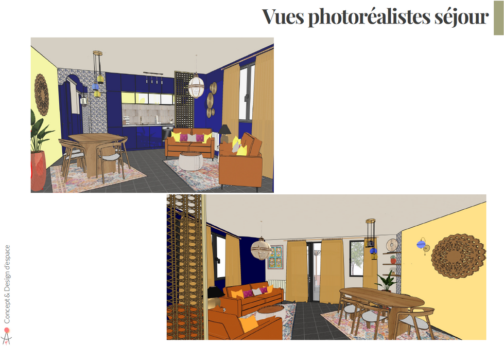 Vue 3D séjour - Sketchup